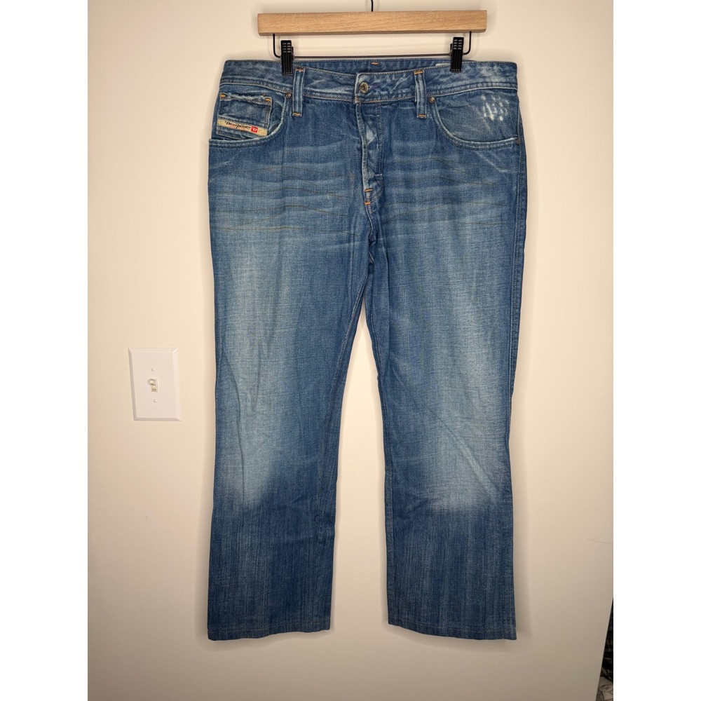 Diesel Zaf 00796 Mens Straight Leg Blue Jeans Made in Italy 36x32 Distressed